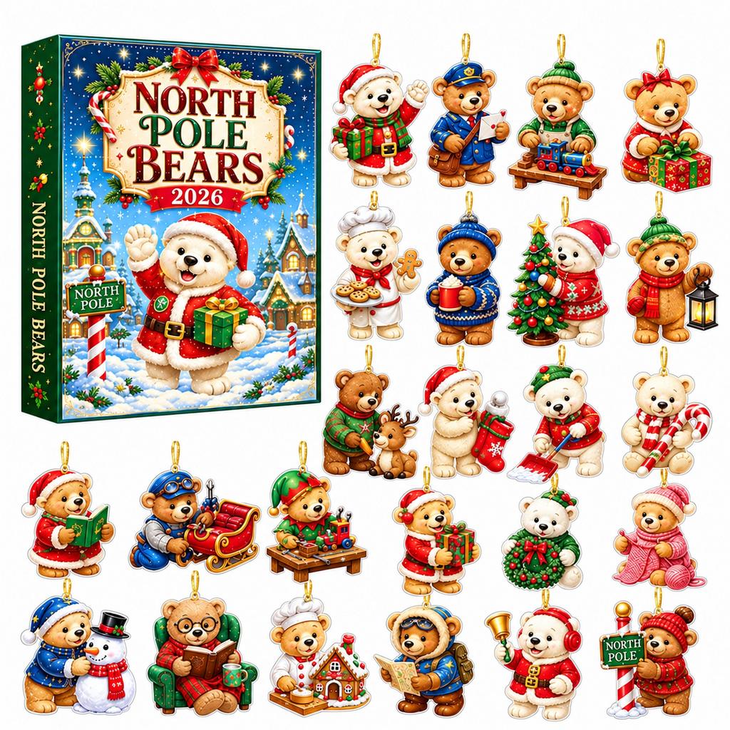 Adventskalender Weihnachten 2D Hängendes Ornament, Design für Feiertagsdekoration