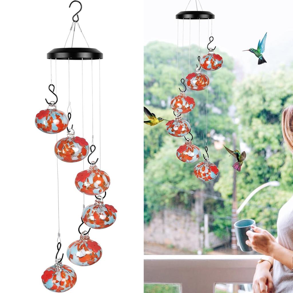 Beautiful Bird Water Feeder Outdoor Garden Yard Hummingbird Water Feeder with 6 Mouth Outdoor Hanging Garden