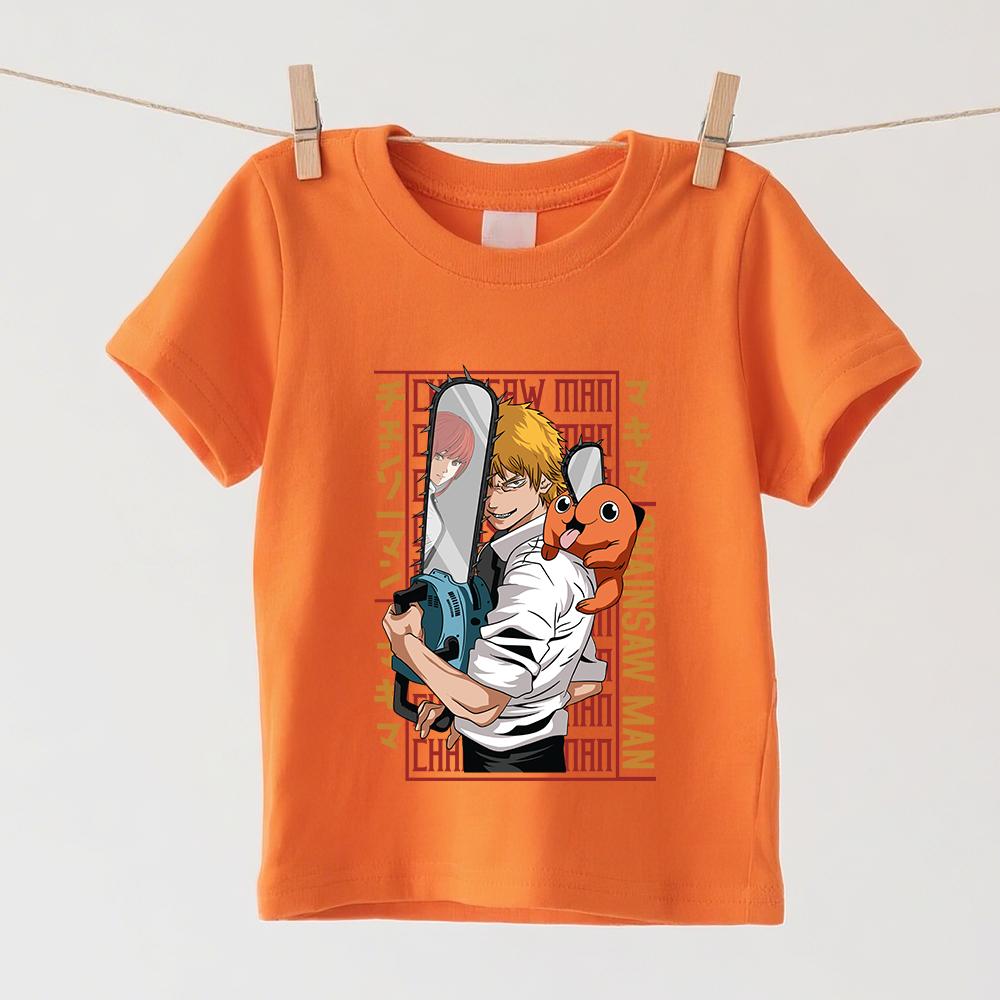 Kettingzaagman Denji Anime Print Jongens Meisjes Katoenen T-shirt Kinderen Korte Mouw Top Zomer Zacht Casual Kleding