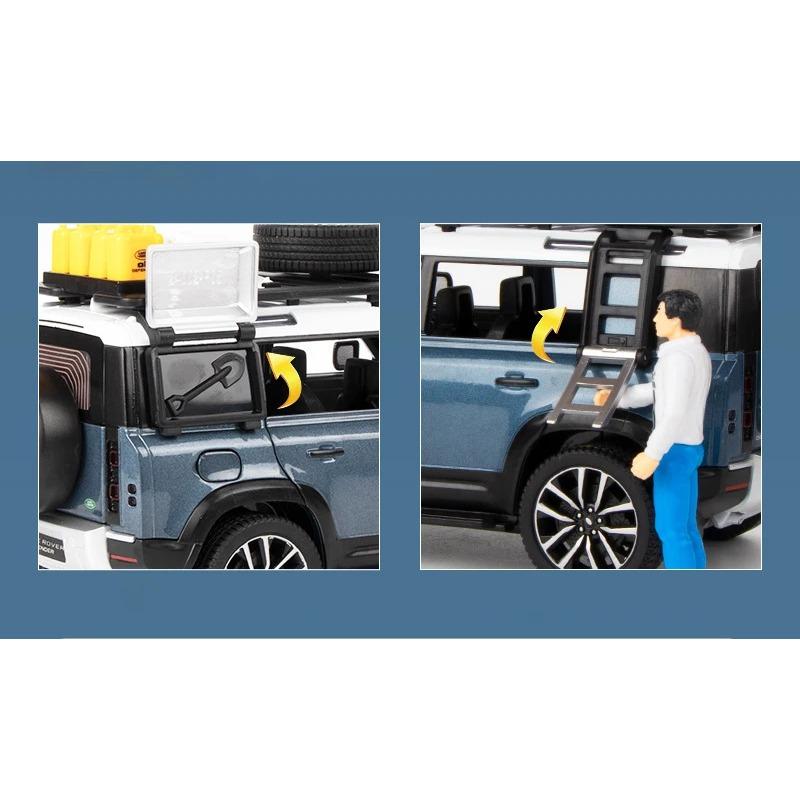 1/32 Land Rover Defender with Tools Alloy Diecasts & Toy Vehicles Toy Car Model Sound and Light Collection Kids Toy Gift