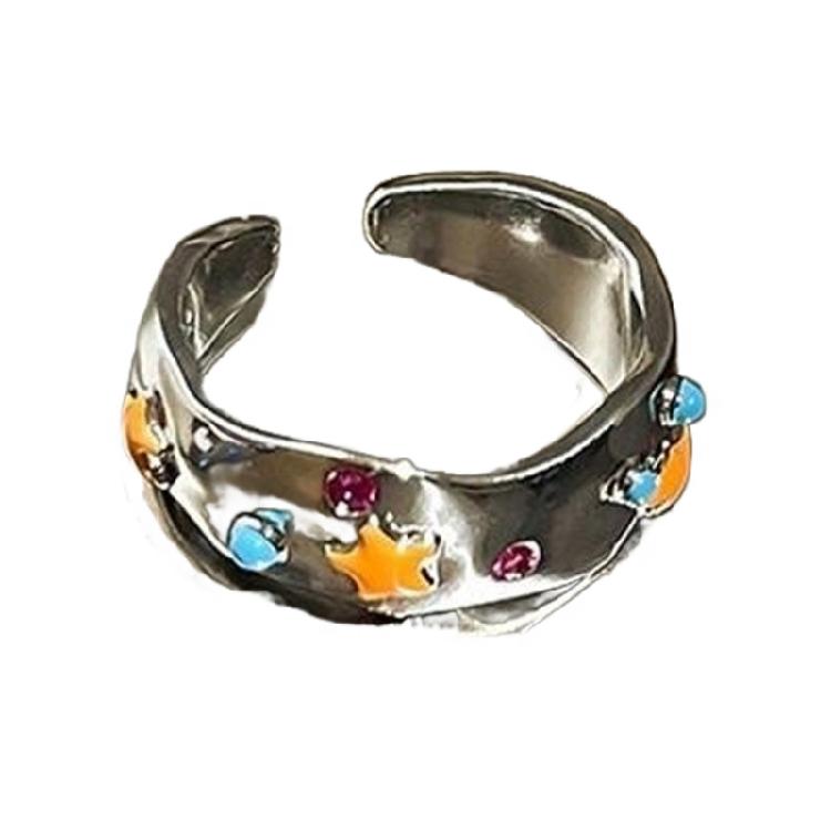 Colorful Finger Rings Party Accessories Geometric Flower Weddings Rings Alloy Texture Suitable for Fashion Casual Looks