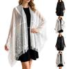 Women Lace Splicing Headscarf Shawl Lightweight Sheer Wrap with Delicate Patterned Trim for Casual or Formal Wear