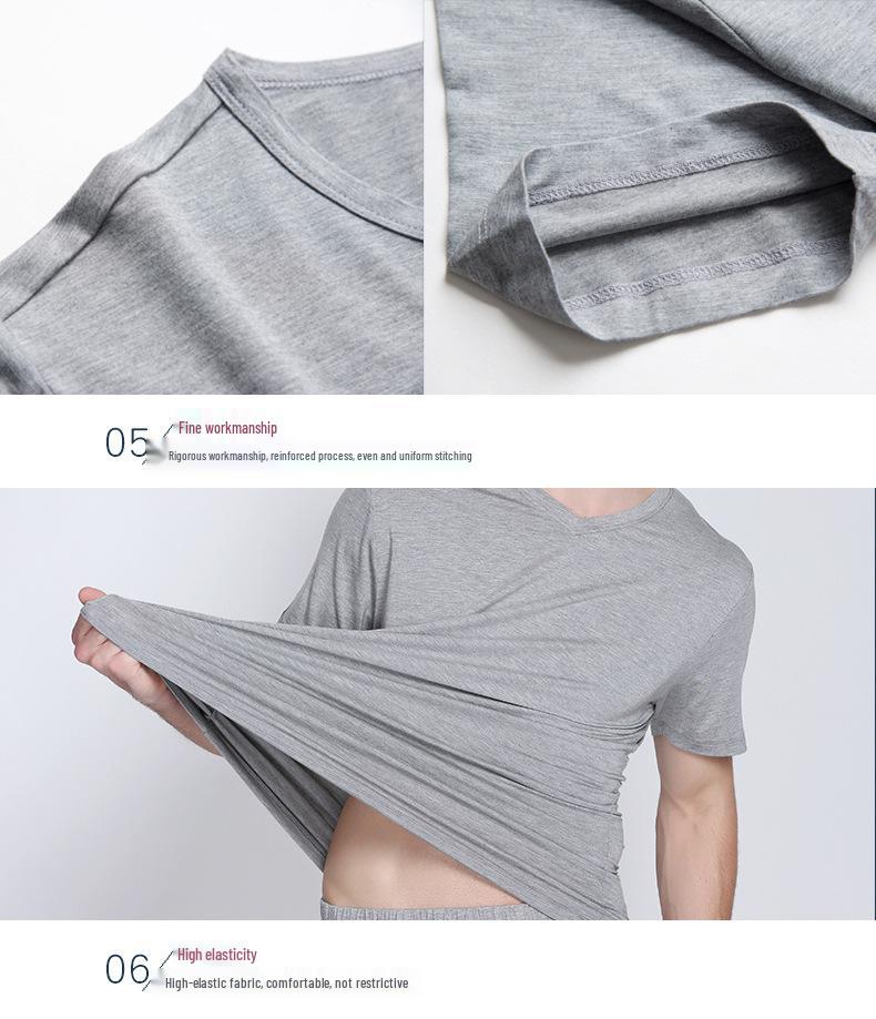 Men's Bamboo Fiber Pajama Set - Short Sleeve & Shorts for Summer