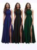 Women's Sexy Halter Neck Evening Long Dress with Slit - 2025 Summer Formal Cocktail Wear