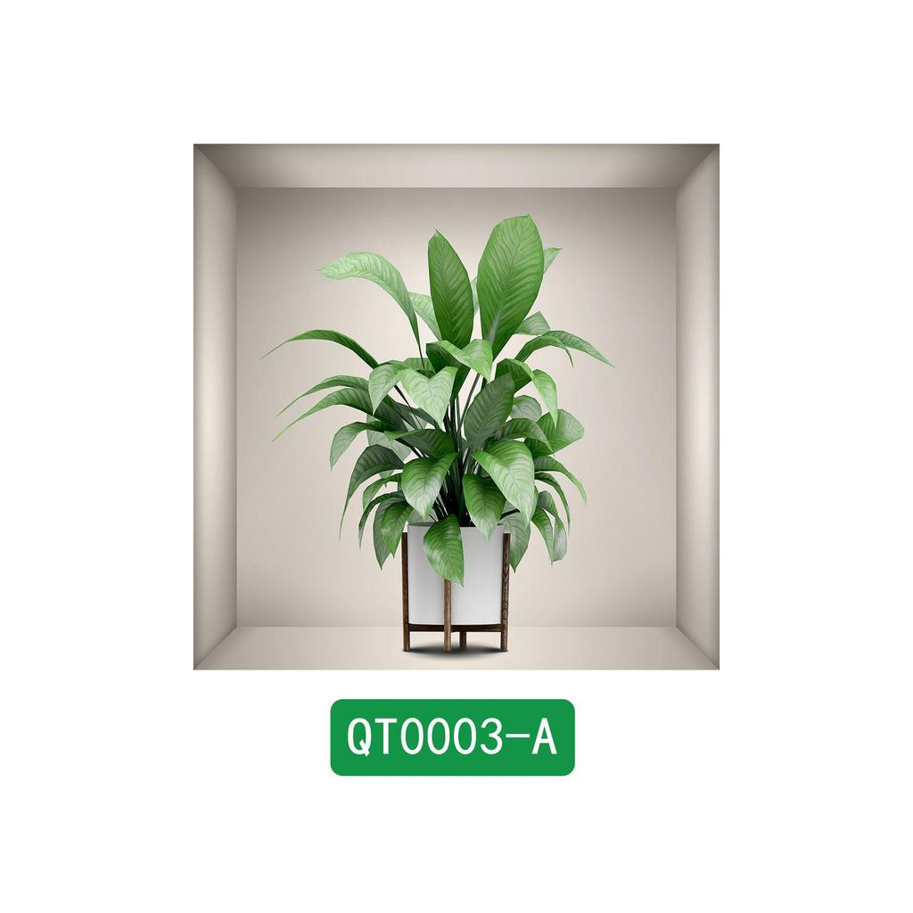 3D Green Plant Potted Wall Sticker: Waterproof, Self-Adhesive Decoration for Living Room, Bedroom, Entryway - Hides Blemishes and Fills Holes