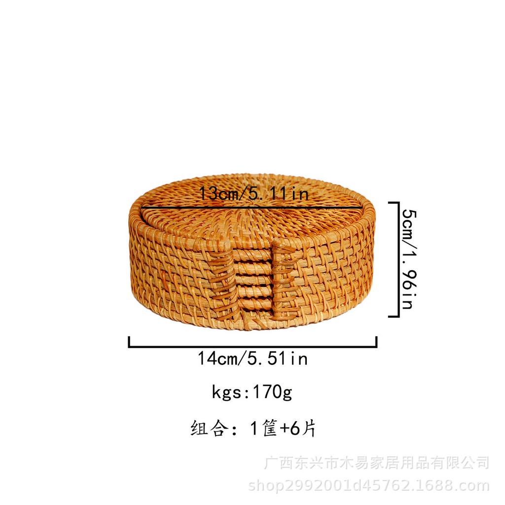 Autumn Rattan Woven Coaster Tea Set Accessories Thermal Insulation Mat Bowl Mat Dining Table Mat