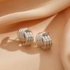 Retro Metal Fan Shaped Stud Earrings Women Geometric Pleated Exaggerated Flower Earrings Minimalist Daily Banquet Jewelry Gifts