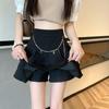 Ruffles Chain Skirt Women High Waist Elegant Mini Skirts Korean Female Slim Sweet Ball Gown Black Skirt