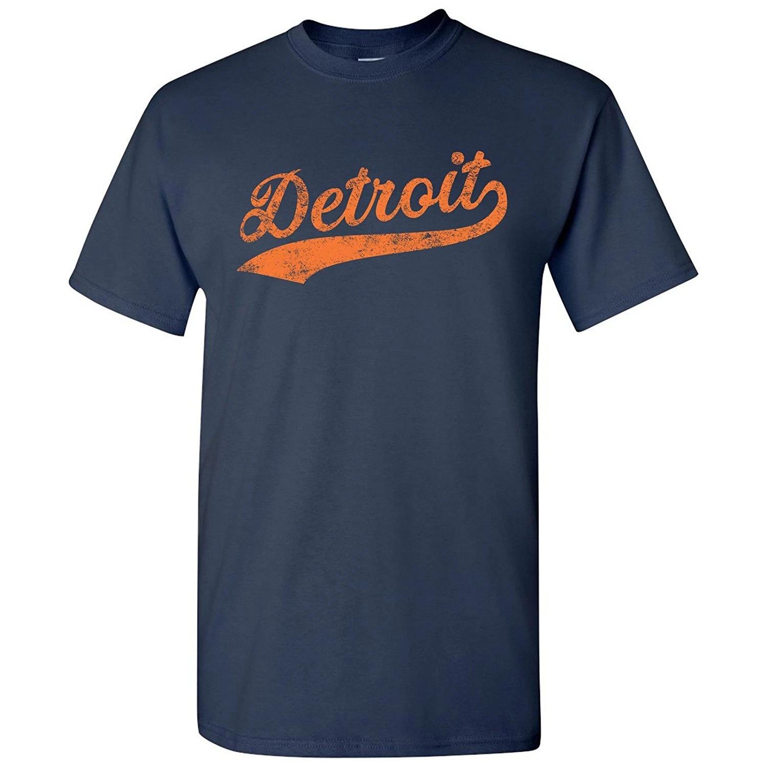 

Detroit City Baseball Script - Home Run Sports Team City Michigan -Shirt - Navy 4XL