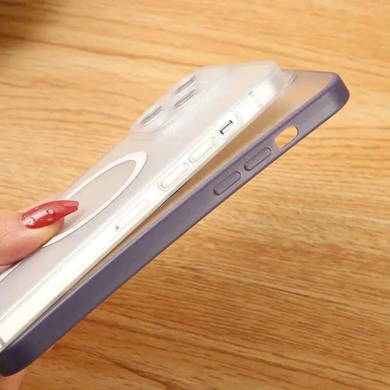 Luxury Ultra Thin Matte Magsafe Magnetic PC Hard Case For iPhone 15 14 13 12 11 Pro Max Frosted Coque Case For iPhone 15 14 Plus