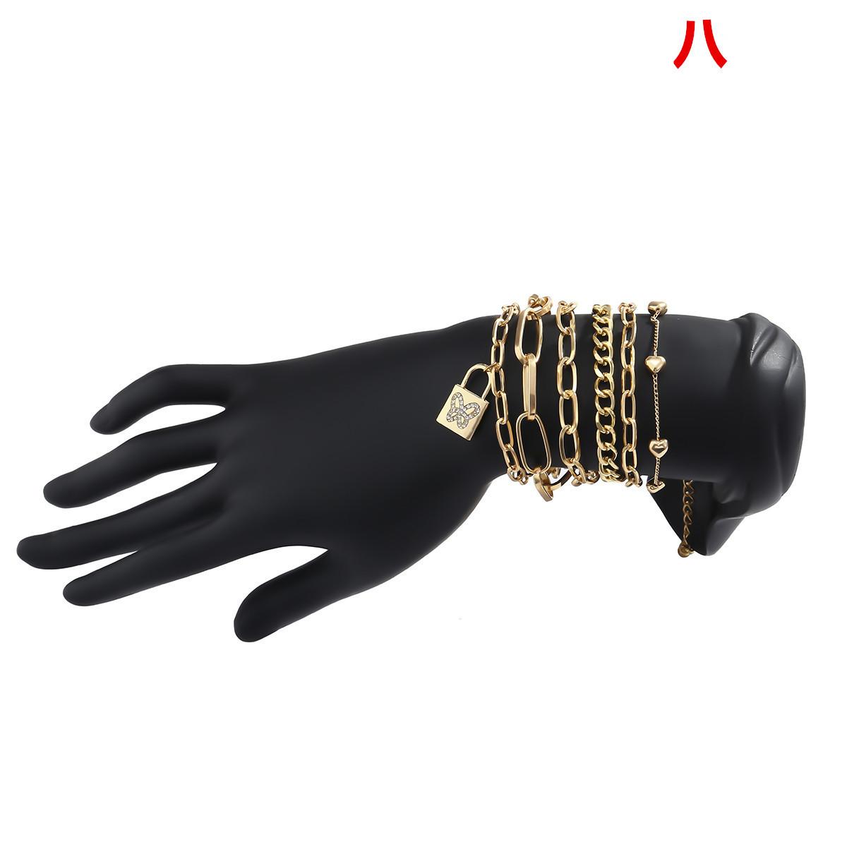 

Новый модный винтажный золотой многослойный браслет-цепочка с буквами и замком для женщин, ювелирные изделия в стиле бохо, подарок на вечеринку 8 золотой