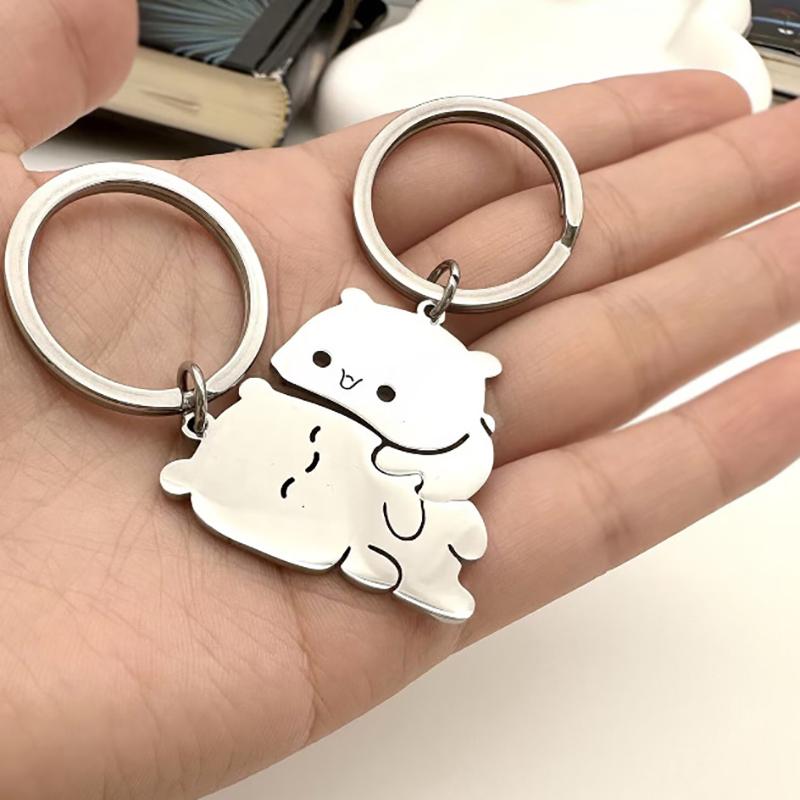 Ett par tecknad katt nyckelring enkel katt nyckelring fest nyckelring kattälskare smycken gåva