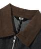Trillion Corduroy Collar Denim Zip-Up Work Jacket (Black)