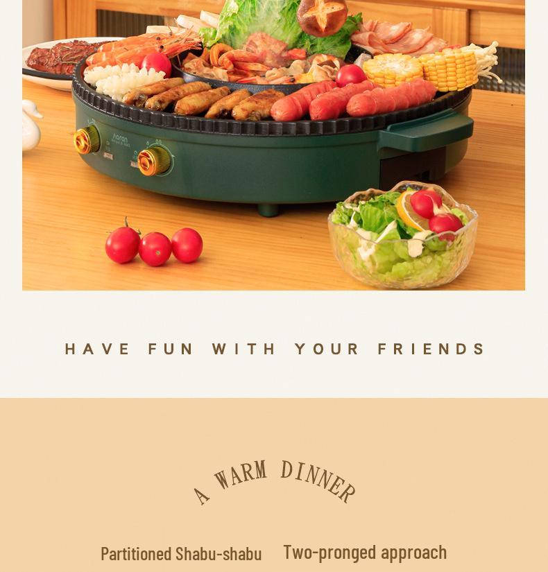 Korejský nepřilnavý elektrický multifunkční horký hrnec a grilovací pánev v jednom