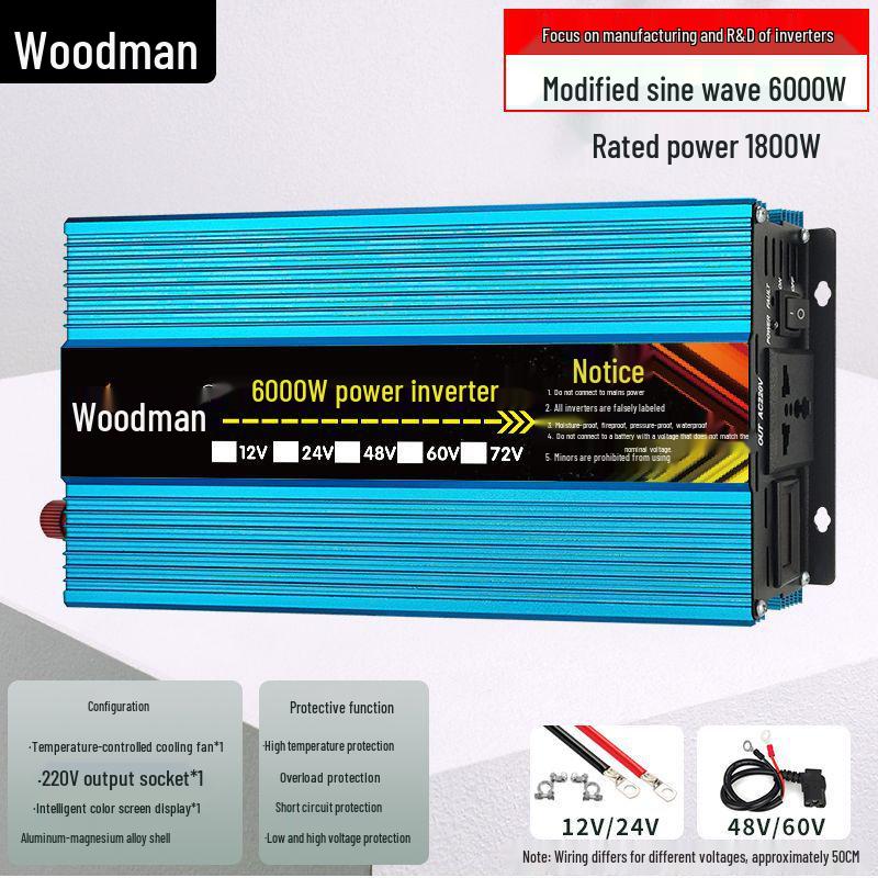 High-Power Inverter 12V/24V/48V/60V to 220V, 3000W/4000W/5000W for Car/Home Use