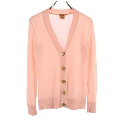 Wool Long Sleeve Knit Cardigan XS Pink Women Used