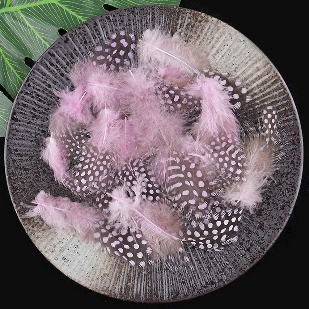 

50pcs Small Size Natural Feathers Natural Color Spotted Pattern Fowl Feathers Multicolo Real Plumes Spotted Feathers світло-фіолетового кольору