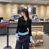 Patchwork Color Block Design Lapel Base Layer Sweater Women Autumn Winter Korean Slim Fit Elegant Knit Top