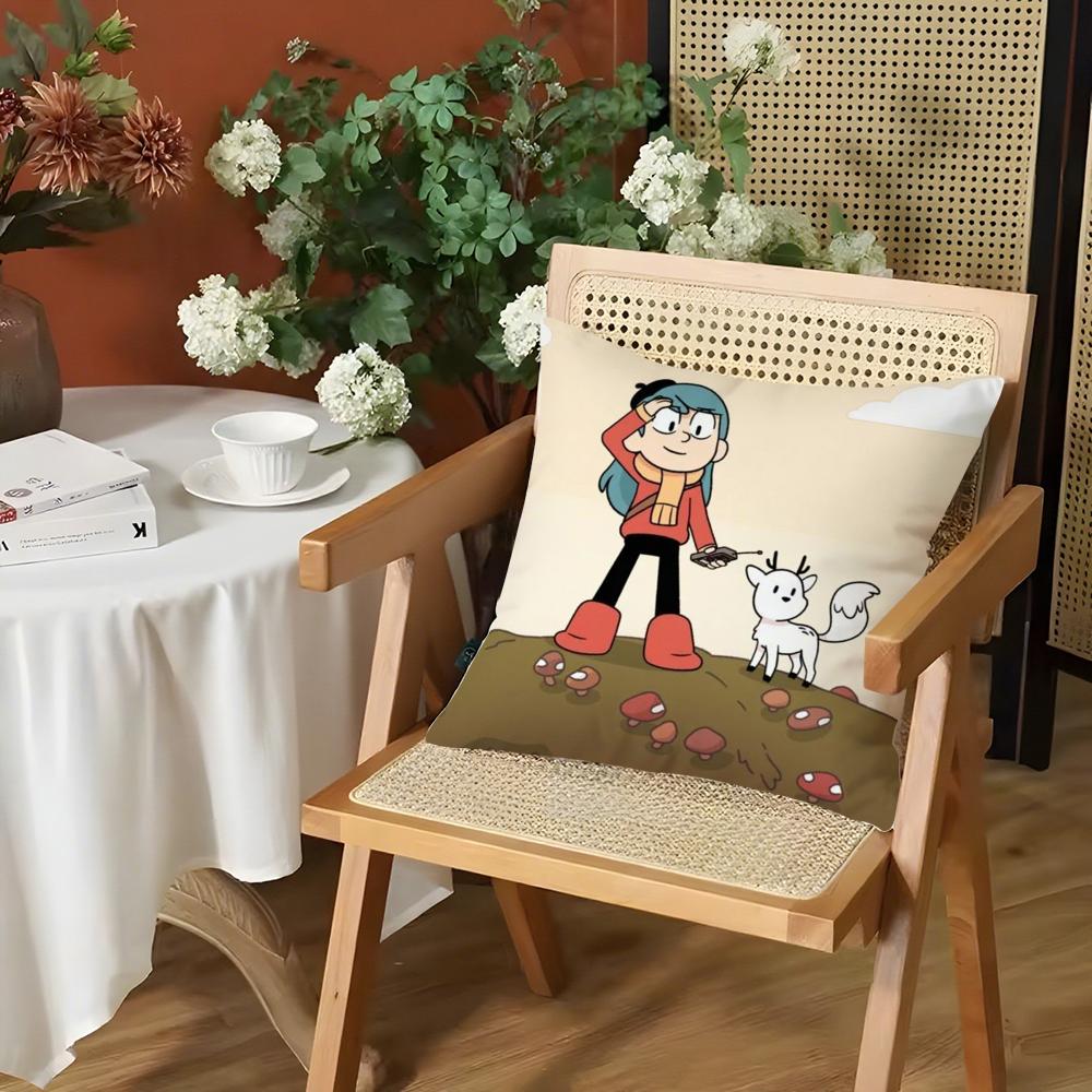Cartoon HHilda Cushion Cover Silky Short Plush Invisible Zipper Dustproof Sofa Pillow Case for Home Decor
