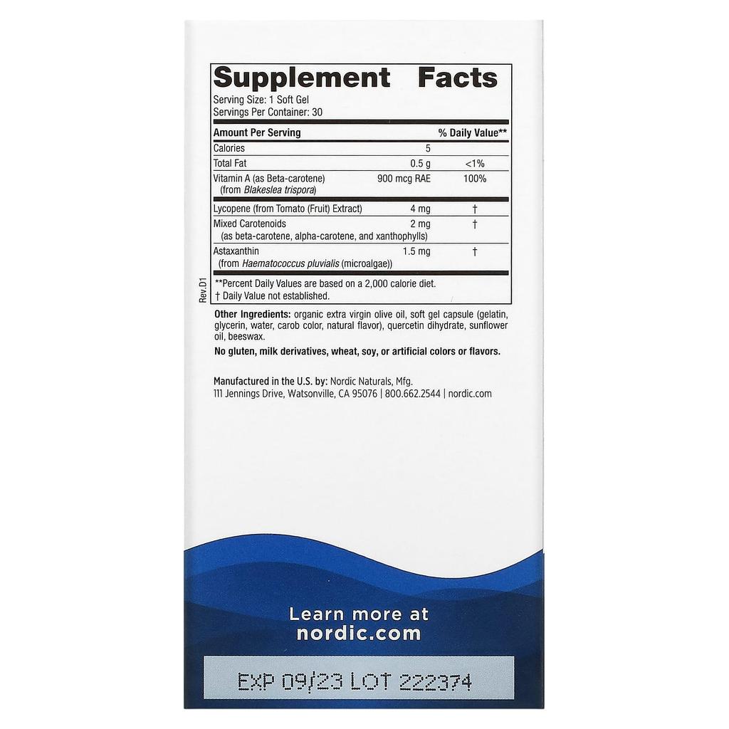 Nordic Naturals Vitamin A + Carotinoide, 30 Weichkapseln