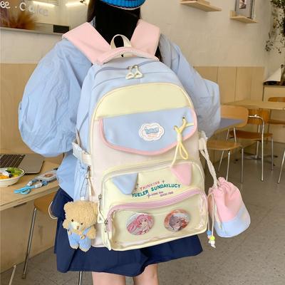 Student Schoolbag, Girl Junior High School Student Pain Bag, Large-capacity Backpack, Transparent Baby Bag, Two-dimensional Comic Exhibition Backpack.