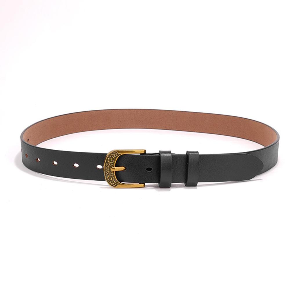 Women's Retro Korean Style Cowhide Leather Belt with Pin Buckle for Jeans