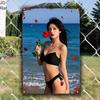 Retro Coastal Wall Art  8x12 Inch Vintage Metal Beach Rose Sign with Girl  PreDrilled Holes  IndoorOutdoor Decor