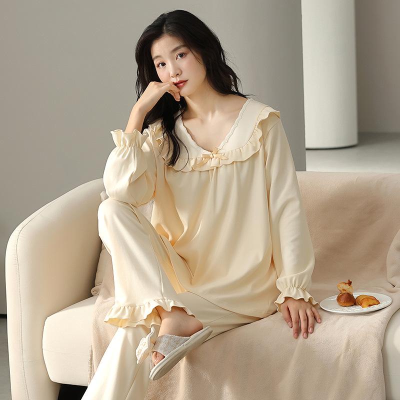 Pajamas women's spring and autumn autumn pure cotton women's long-sleeved 1011 new casual and sweet loungewear suit