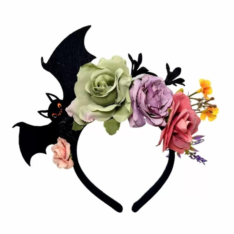Realistic Rose Bat Hairband Halloween Party Accessory Comfortable Resin Plastic Detailed Design Long Wear