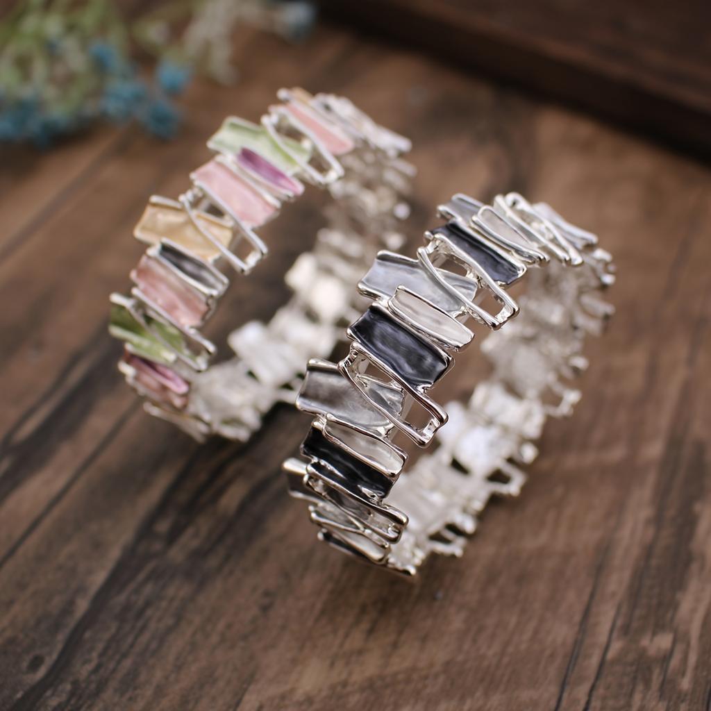 High qualityOne Piece · Summer New Enamel Irregular Color Drip Alloy Bracelet, Hand-Painted Oil Creative Geometric Splicing Women's Bangle for