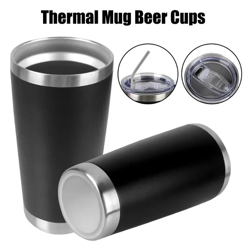 20oz Water Bottle Thermal Mug Drinkware Beer Cups Insulated Leakproof with Lids Stainless Steel with Lids Vacuum for Car Gifts
