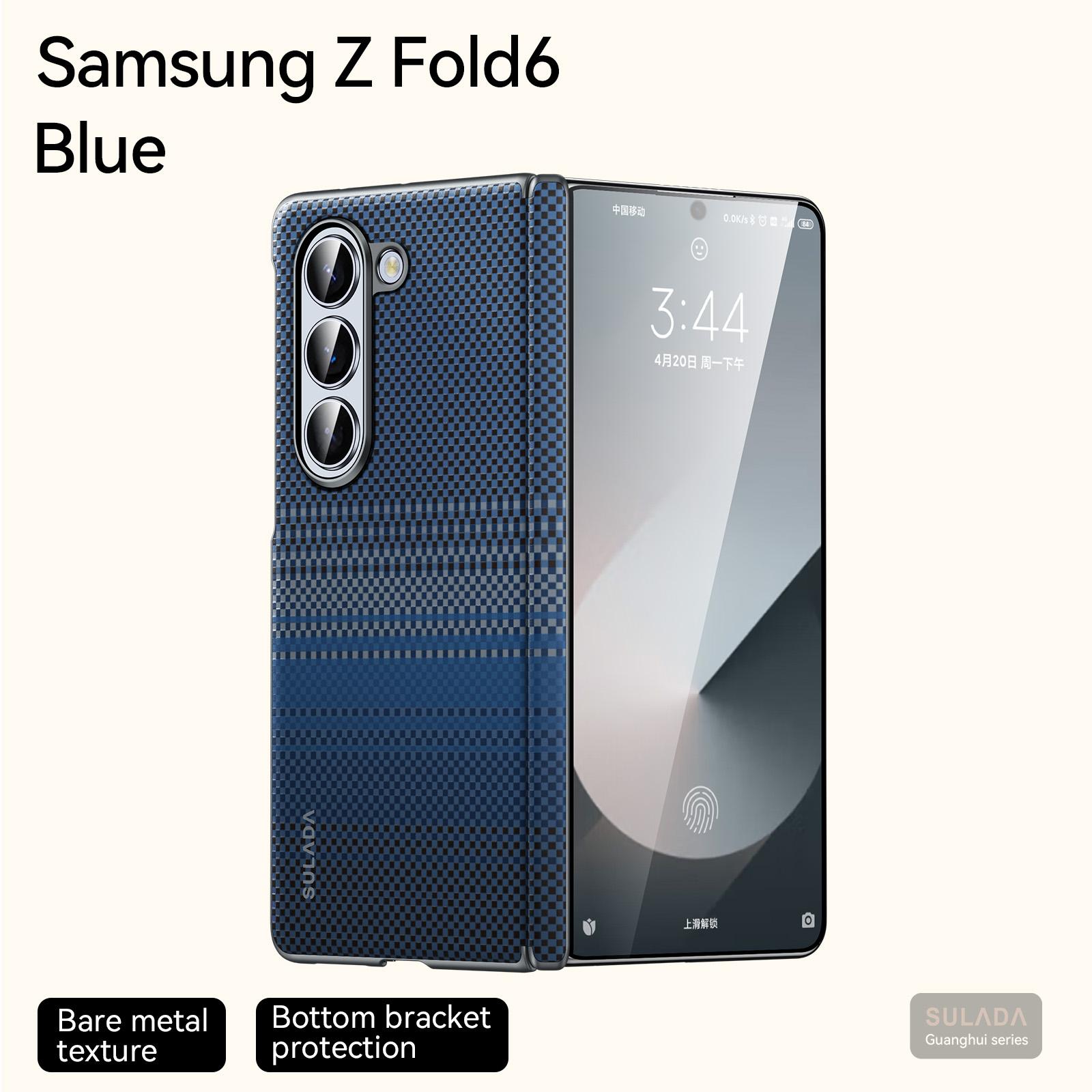 

SULADA Кевлар Углерод Арамидное волокно Кожаный чехол Magsafe для Samsung Z Fold 7 6 5 с эффектом кожи Магнитная беспроводная зарядка Защитный чехол Galaxy Z Fold 5 синий