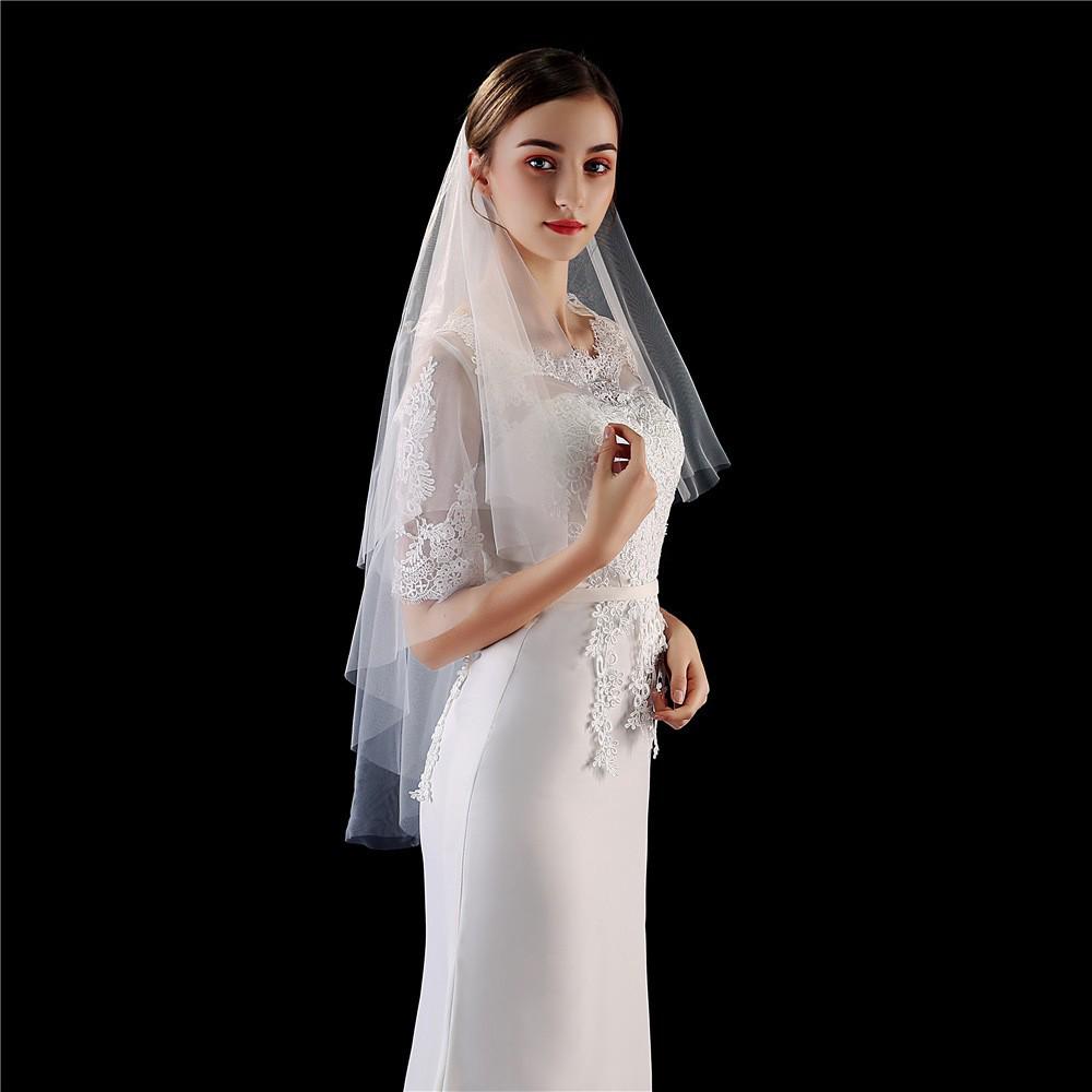 Peigne à voile double épaisseur pour cheveux de mariée courts - Accessoire de tête blanc