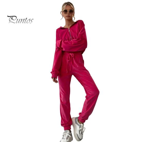 

Женский комплект из 2 предметов: пальто, брюки, капюшон, застежка-молния, длинный рукав, короткий топ, эластичный подол и талия, карманы на щиколотках, брюки, зимний повседневный спортивный костюм M розы красного