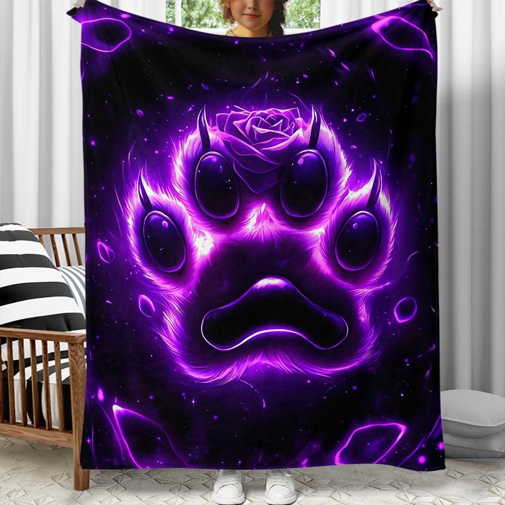 Purple Glowing Wolf Paw With Rose Cosmic Design Fleece Blanket Mystical Animal Theme Soft Flannel Throw For Fans Of Fantasy Art 75x90cm