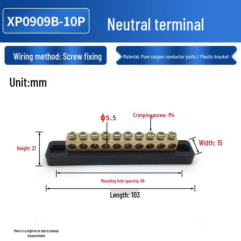 Copper Flat Bar Terminal 9x9 for Wiring and Zero Connection