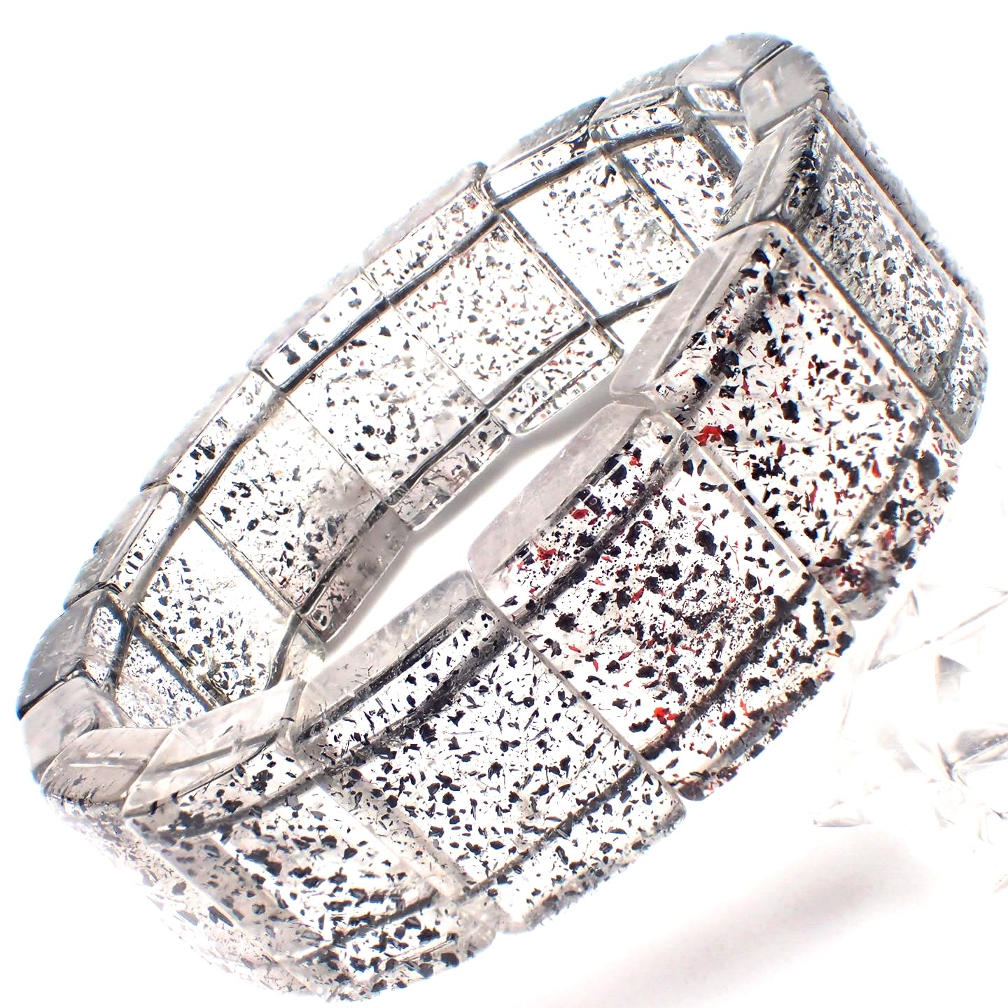 

Натуральний камінь Стибніт у Кварці Браслет з енергетичним каменем [Камінь щастя] Надзвичайно рідкісний, Високої якості