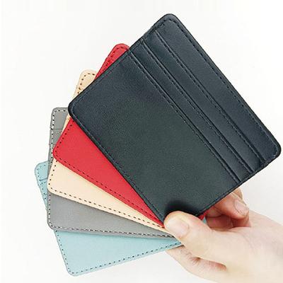 Candy Color PU Leather Card Holder - Multi-Slot Slim Wallet for Credit/ID Cards