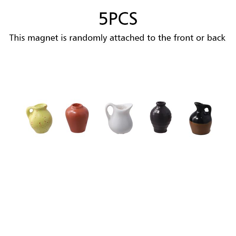 1 set Aimants de réfrigérateur Autocollant Fournitures ménagères Résine Autocollant de réfrigérateur Mini Vase Magnétique 3D 3/5/8/12 pièces