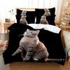 Bedding Set Pet Cat Print Quilt Cover and Pillowcase Single Double Bed Full Size Bedroom Bedding Polyester with Zipper Comfortable Quilt Cover