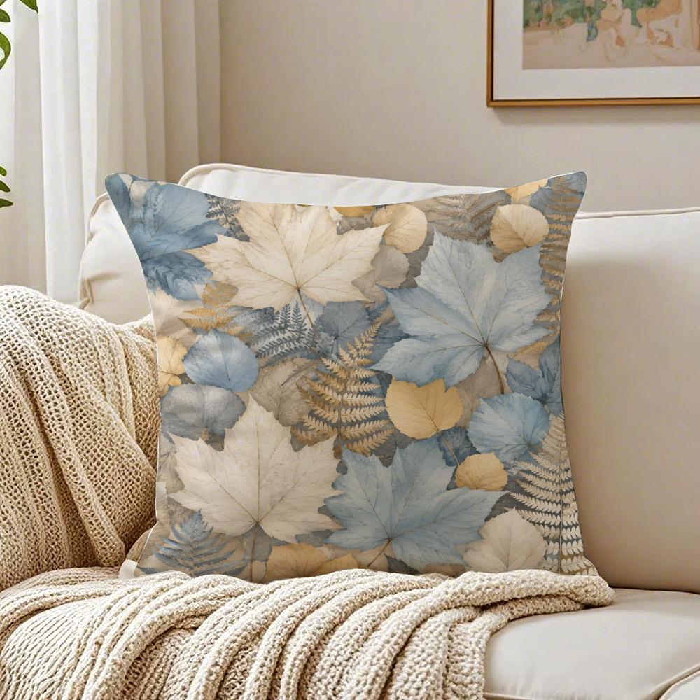 Colorful Fallen Leaf Pattern Pillow Case Organic Short Plush Cushion Covers Breathable Washable WrinkleResistant