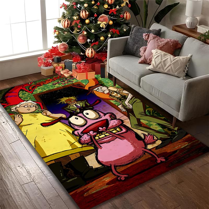 1pc Courage the Cowardly Dog Rug, Digital Printed Home Chair Sofa Mat, Durable Office Area Carpet, Beautiful Festival Decorations