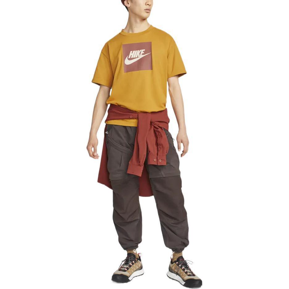 Nike Logo Print Crew Neck Short Sleeve T-Shirt Men Tops Yellow DR7756-727