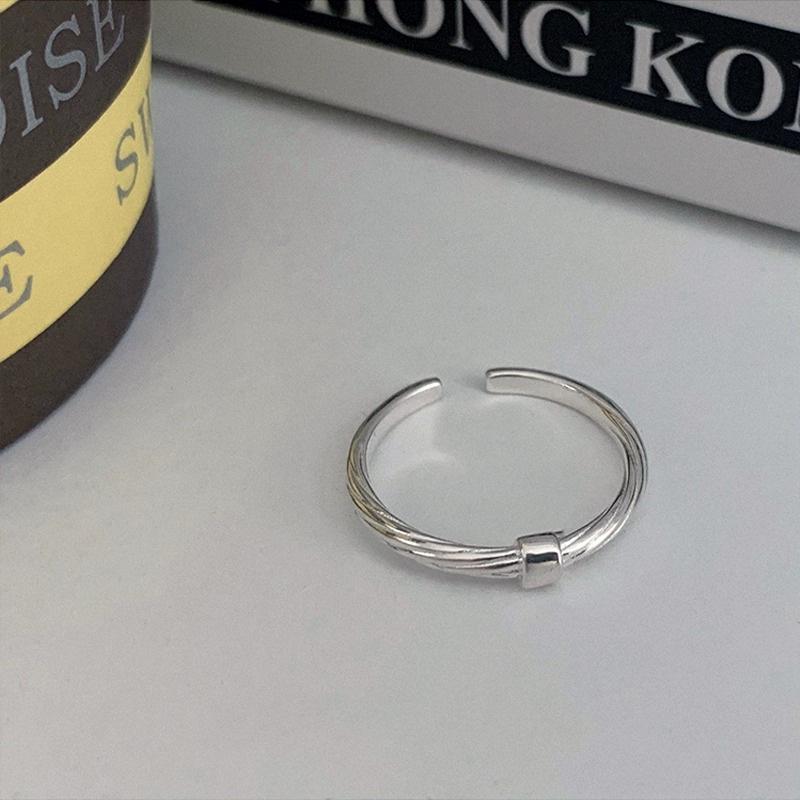 Korean Version of Simple Striped Ring Women's Retro Fashion Personality Open Ring Temperament Ins Index Finger Ring Tide