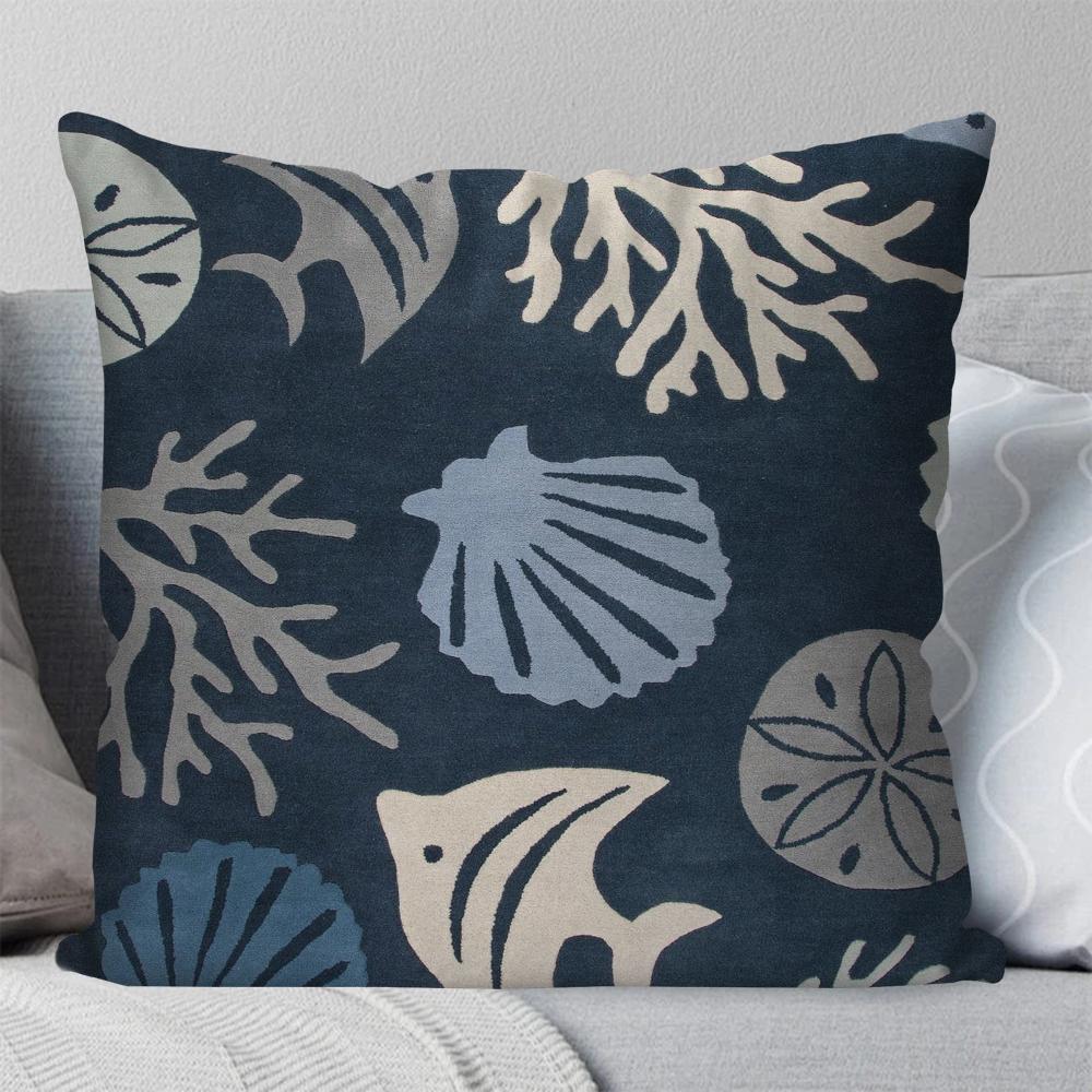 Marine Organism Shells Pillow Case Square Pillow Bedroom Sofa Leisure Comfort Cushion Car Living Room Home Decoration 40X40