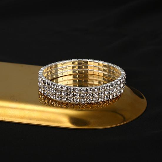 1 Set Damen Schmuckset Luxuriös Elegant Glänzend Voll Strassbesetzt Funkelnd Aufmachung Geschenk Einfache Braut Halskette Armband