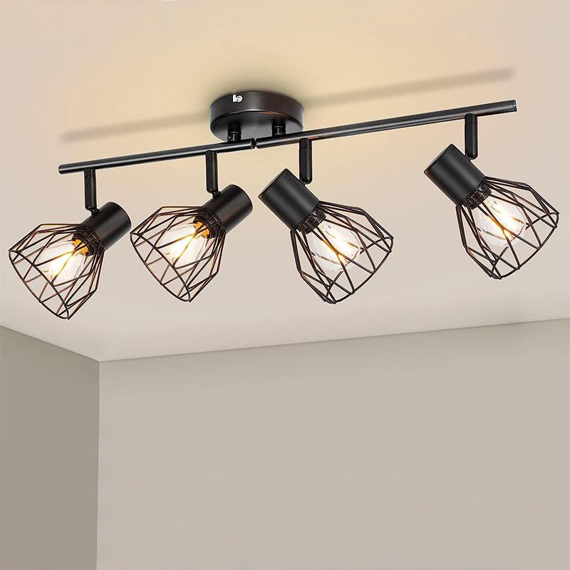 Spotlight 3/4 Head Metal Indoor Surface Mounted Multi Angle Adjustable Fixture Housing Home Ceiling Lamp Black Net Spot Lamp