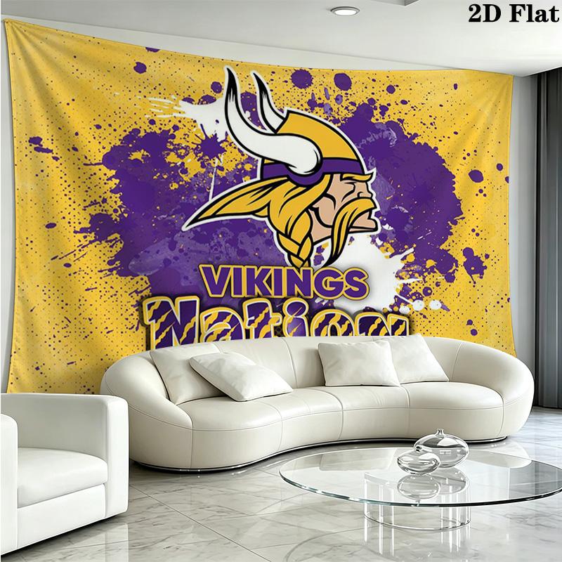 Minnesota Vikings Wall Tapestry Aesthetic Wall Hanging Printed Fabric Blanket Decorative Tapestries for Bedroom Living Room Home Decor