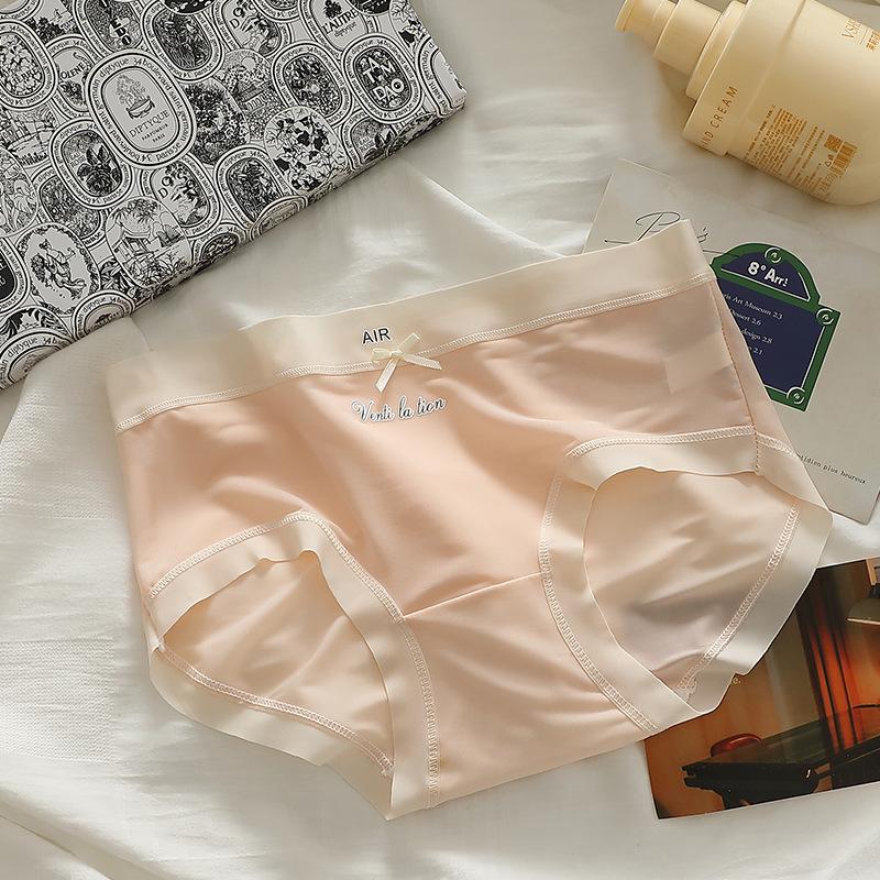 Damen Sommer Ultra Dünn Eis Seide Kühlendes Gefühl Spurlos Reine Baumwolle Schritt Atmungsaktiver Bund Dreieck Slip
