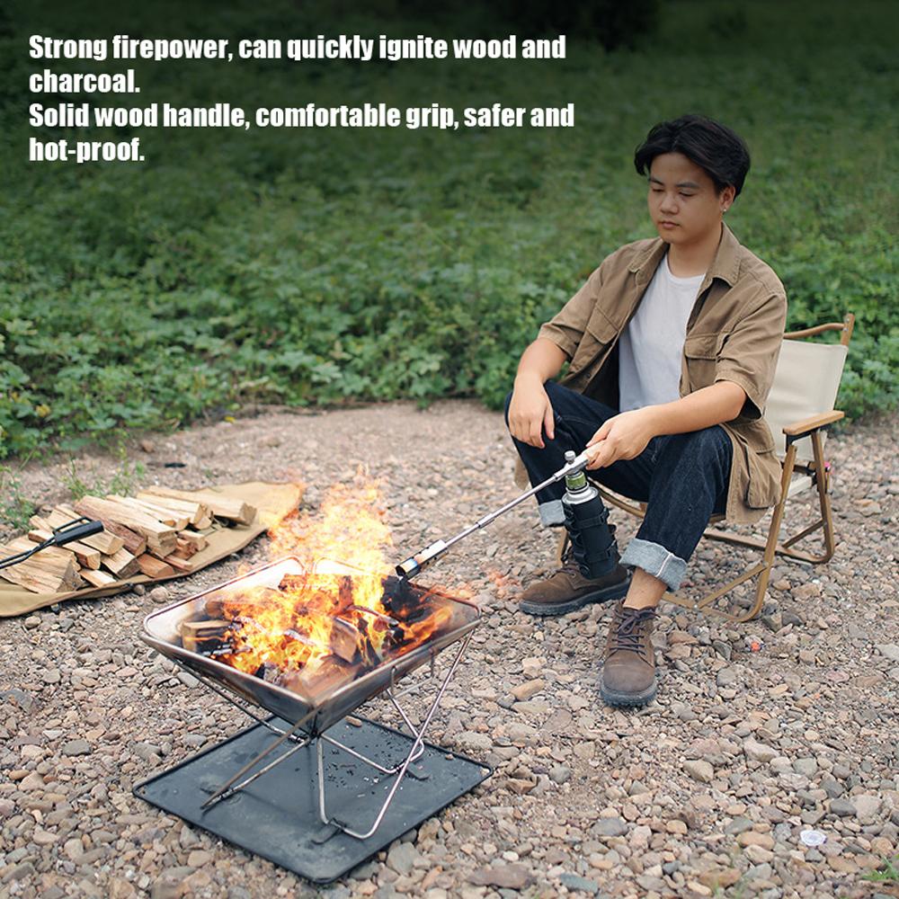 Wood Handle Camping Detachable GasTorch High Power Outdoor Portable Burners Charcoal Burning Tool